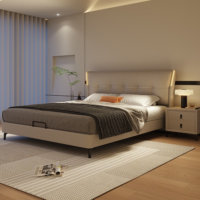 主卧高端大气床现代简约意式人软包婚床2米x2米2皮艺大床