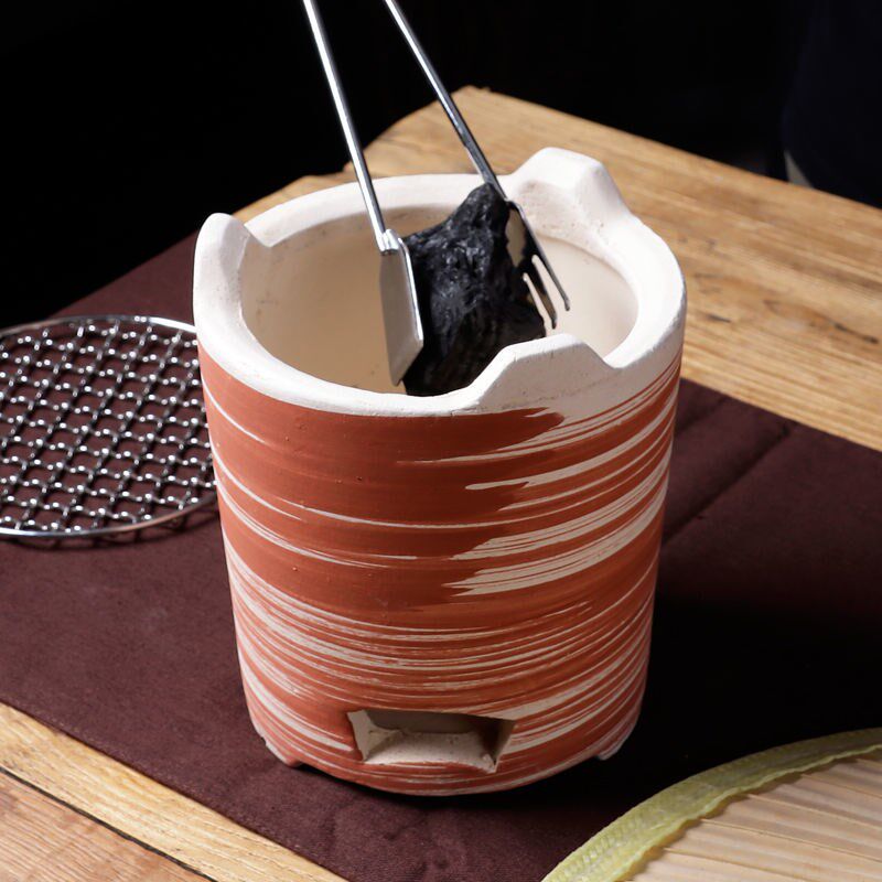 土陶小型茶炉 粗陶手工耐高温小型炭炉粗陶茶壶烧水炉 煮茶小碳炉