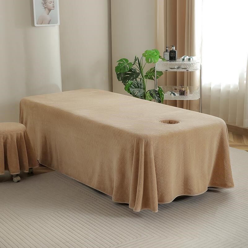 秋冬美容院床罩暖绒厚款带洞皮肤管理养生按摩专用大床单高端单件