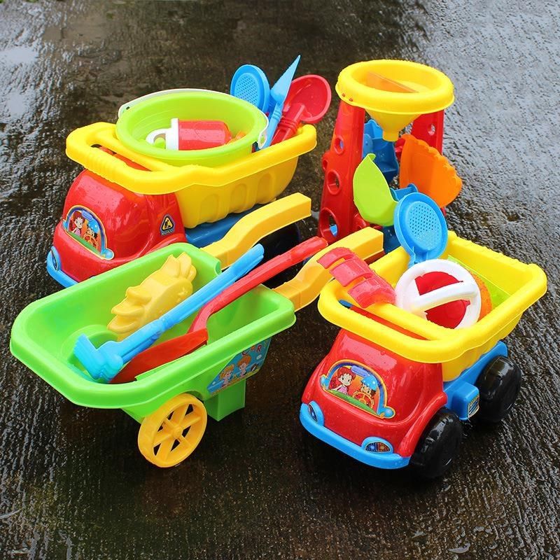 热卖塑料儿童沙滩玩具车沙漏套装桶大号宝宝玩沙戏水洗澡工具