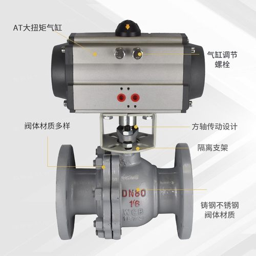 气动球阀法兰Q641F-1q6P不锈钢304铸钢切断高温蒸汽气动阀DN50 80