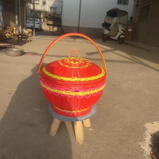 纯手工编制大号水果篮篮花生瓜子盘糖果盘网红果盘拜神用手提篮子