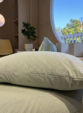 简约清爽绿色窄绿条纹床笠床件保护套1.35m全棉纯棉宿舍床