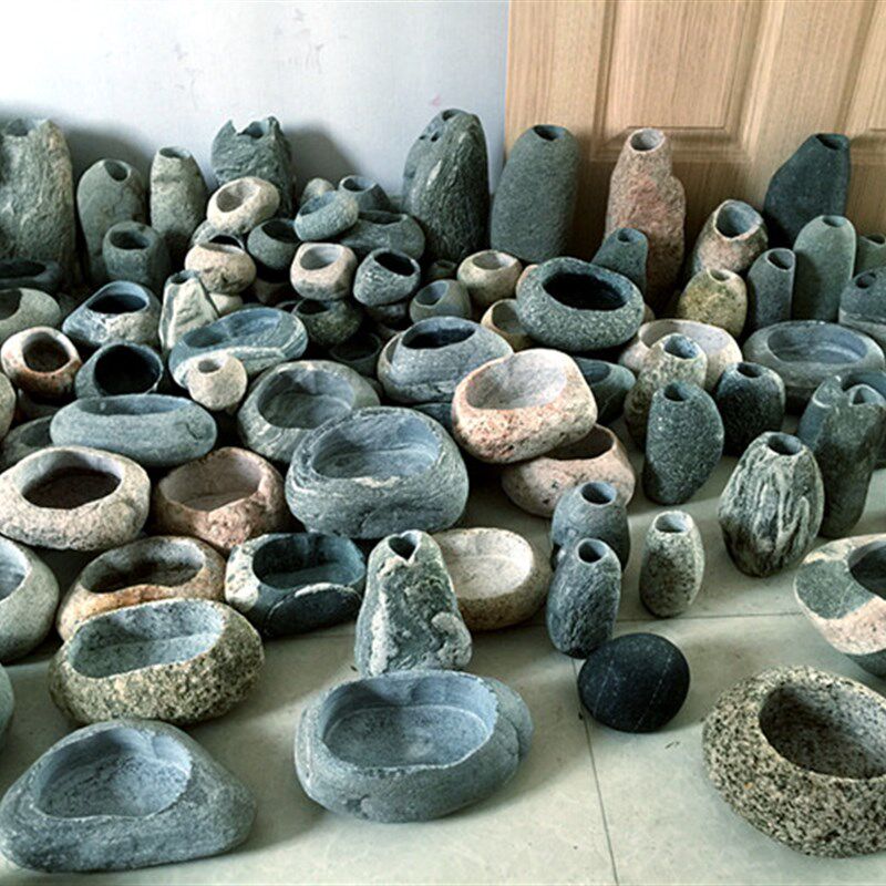 石头花盆创意多肉小花器菖蒲水仙铜钱草个性禅意水培桌面盆栽包邮