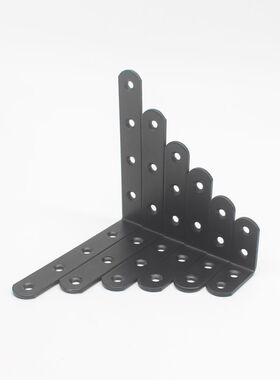 黑色加厚L型角码角铁90度直角三角支架层板托一字直片家具连接件