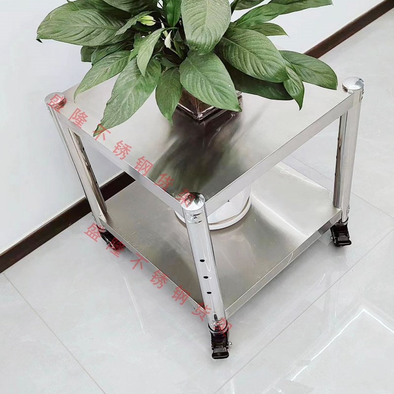 厨房不锈钢带轮移动架两层微波炉烤箱锅盆碗碟菜置物收纳架可移动