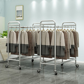 双排杆女装 不锈钢服装 展示架落地式 陈列挂衣架龙门货架专用移动轮