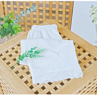 森系打底汉服叠穿裙袍衬裤好搭配轻薄柔软宽松直筒纯棉花边九分裤