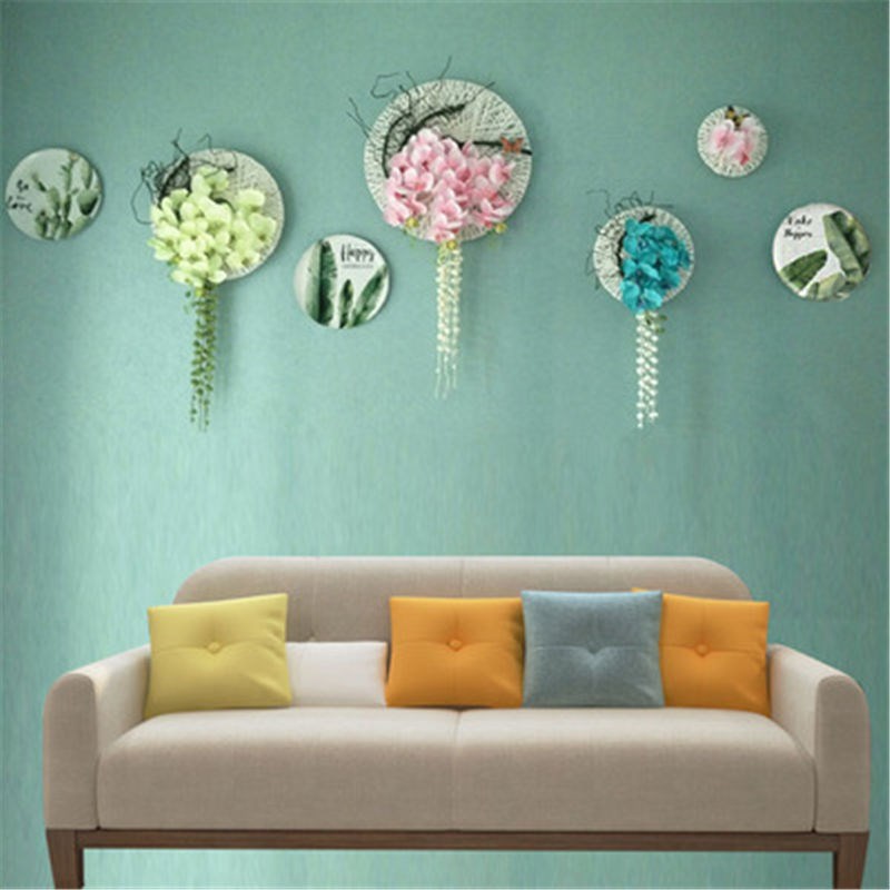新中式墙上装饰品挂件背景墙玄关假花壁饰室内墙壁墙上免打孔挂饰