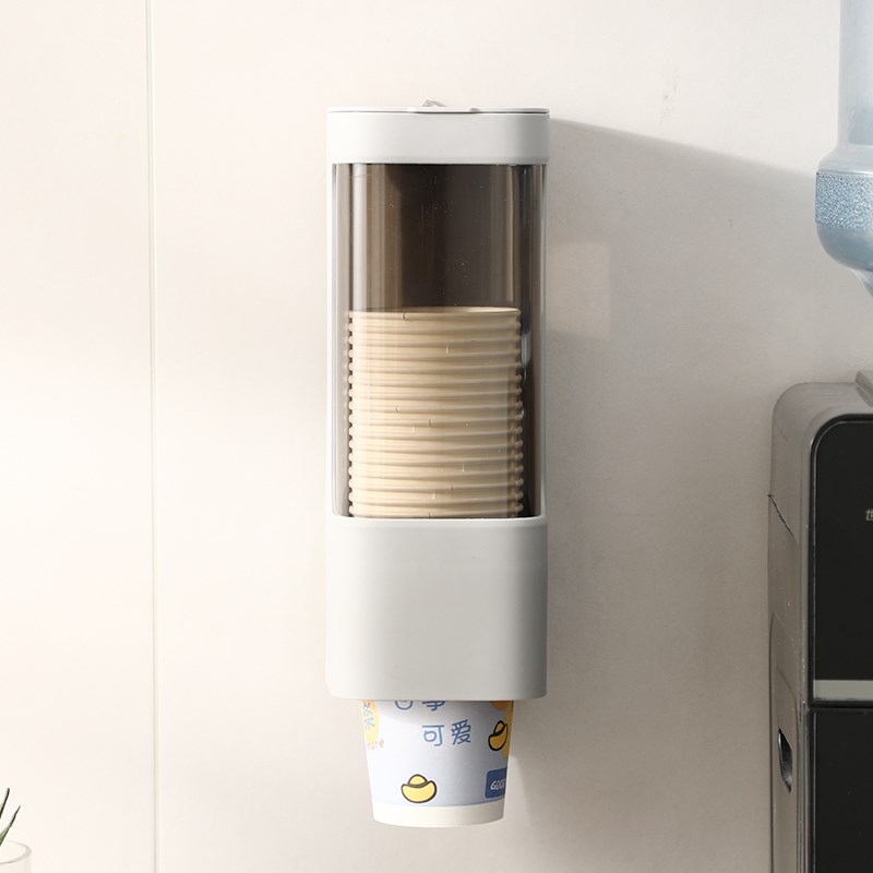 一次性杯子架自动取杯器免打孔壁挂式防尘纸杯架饮水机家用收纳子