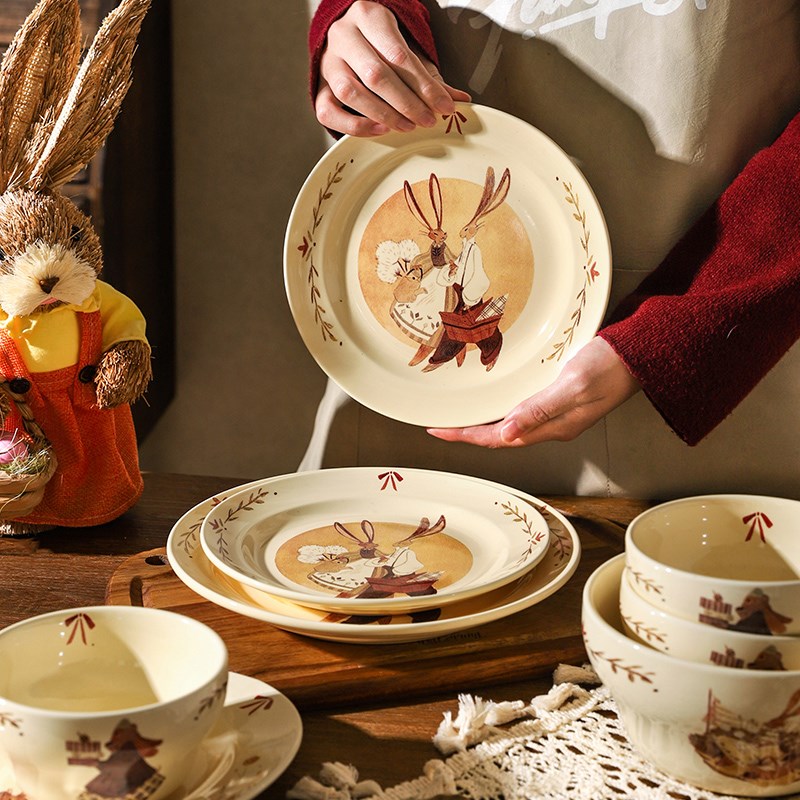 舍里家用高级感米饭碗餐盘2025新款餐具可爱碗盘套装菜盘子