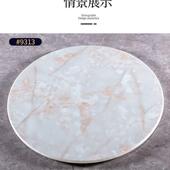 大理石餐桌圆桌旋转家用转盘钢化玻璃岩板底座折叠桌面客厅大桌子