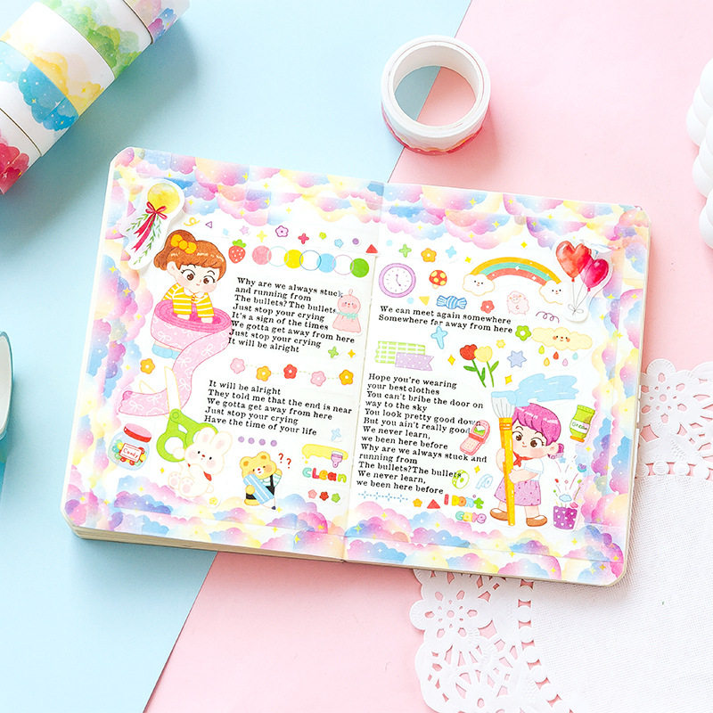 清新云彩花边胶带组合套装 DIY成长册手账照片边框装饰素材6卷,文具电教/文化用品/商务用品,和纸胶带,淘宝优惠券,粉丝福利购,淘宝优惠卷