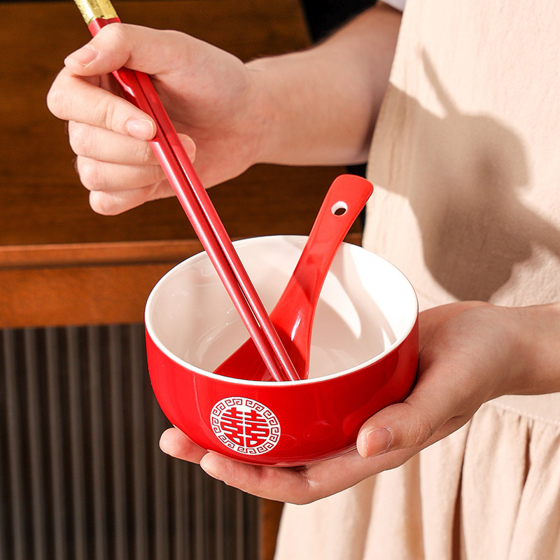 喜碗结婚对碗筷勺套装红色一对陶瓷碗女方陪嫁专用饺子碗婚庆用品,节庆用品/礼品,喜碗/敬茶杯,淘宝优惠券,粉丝福利购,淘宝优惠卷