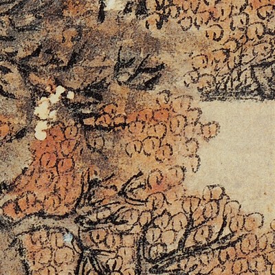 王蒙秋山草堂图高清国画山水临摹彩色画稿微喷丝绢画心仿古画