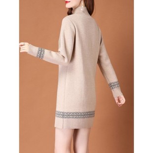 一体绒毛衣裙中长款女冬加厚内搭配大衣半高领打底衫时尚洋气保暖