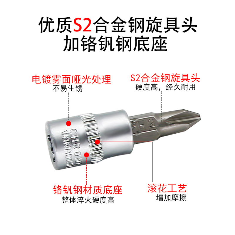 1/4内六角旋具套筒头小飞压批S2花型T10-T40十字棘轮扭力扳手1.5-