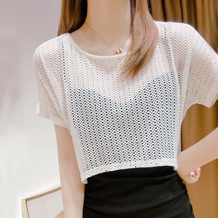 女吊带裙外搭罩衫 短款 网纱打底衫 配裙子2024新款 女 防晒披肩女夏季