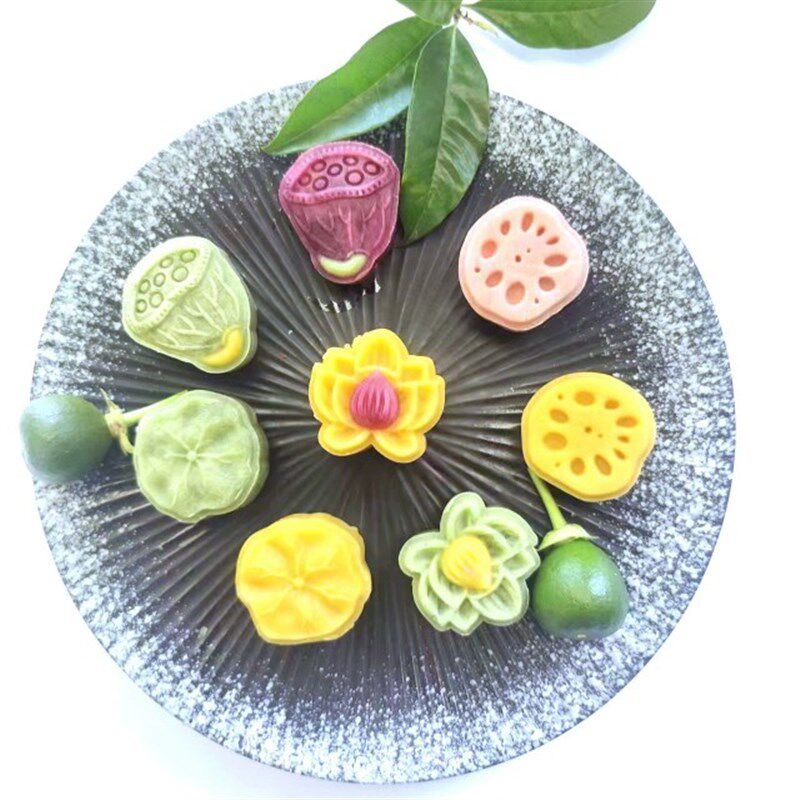 25克绿豆糕模具 荷叶 莲蓬 莲藕 莲花 迷你月饼山药糕 国风糕点模