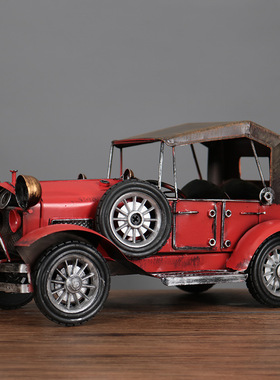 怀旧复古铁艺老爷车模型摆件创意家居咖啡厅酒柜电视柜装饰品礼物