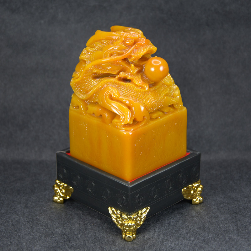 8cm仿田黄石龙印秦始皇传国玉玺印章摆件 龙头乾隆仿古大印篆刻