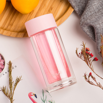 鲤集双层玻璃杯清新可爱花茶水杯150~250ml小巧便携杯泡茶杯子女