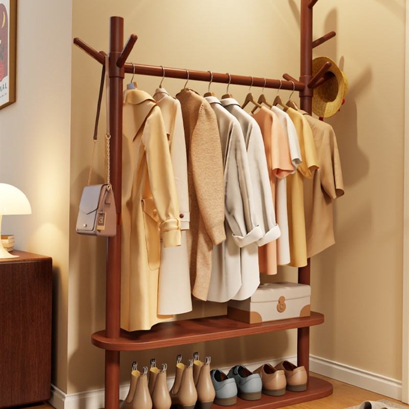 实木衣帽架2025新款高端卧室落地挂衣架简易晾衣架阳台家用衣架子
