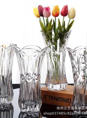 欧式水晶玻璃花瓶厚重家居摆饰鲜花富贵竹插花瓶花器客厅装饰