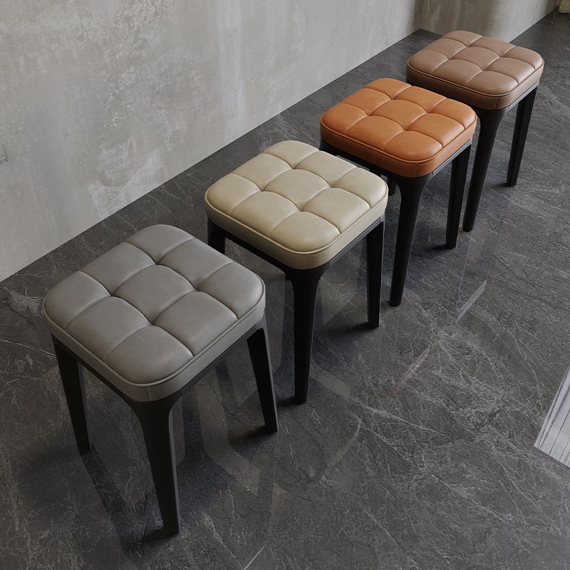 家用现代软包塑料简约可叠放餐凳加厚餐桌高凳餐椅客厅方板凳
