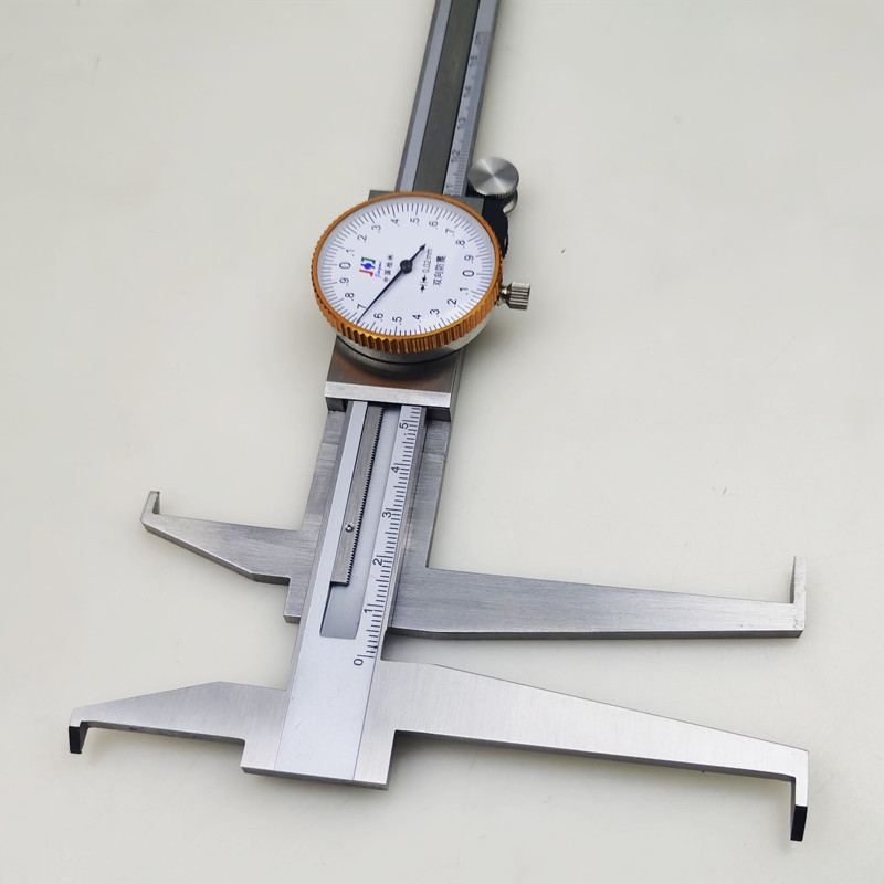 桂林精密钩沟上下爪带表内沟槽卡尺9-1 200mm长爪内测高精度