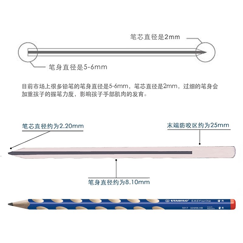 环保材质洞洞铅笔原木圆形HB学生儿童练字笔素描绘图画笔铅芯硬度