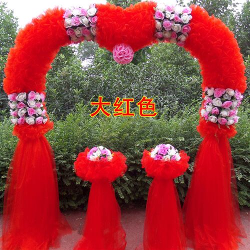 婚庆花门绢花拱门结婚礼花拱门幸福门开业店庆绢花拱门雪纱花门架