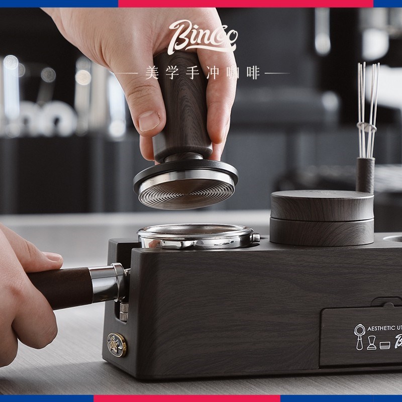 Bincoo咖啡木纹压粉底座布粉器装压粉器咖啡器具51/58mm压粉锤