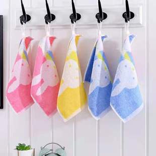 全棉幼儿园图案方巾吸水带挂钩小毛巾童巾擦脸巾洗手赠品劳保回礼