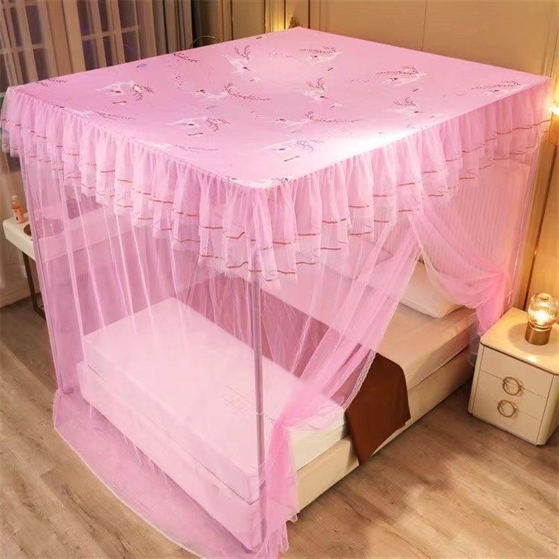 防尘顶单开门蚊帐落地纹帐加密加厚家用遮光单双人牀1.5m1.8米2.0