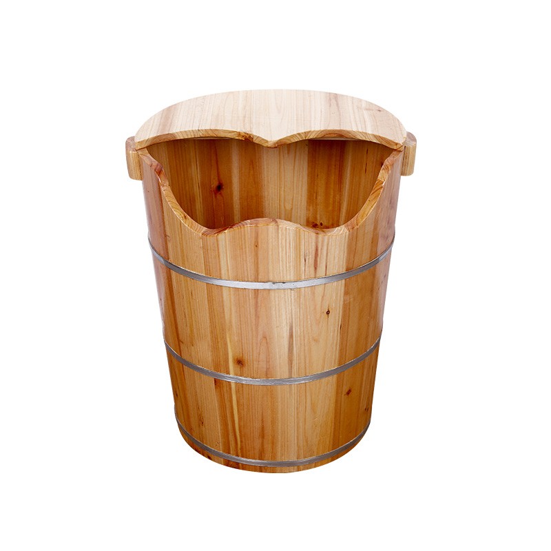 泡脚木桶足浴桶加高深过膝木制带盖子家用实木洗脚盆熏蒸蒸汽大桶