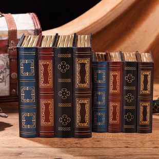 欧式复古装饰书仿真书假书摆件摄影道具书橱窗装饰品书本书盒木质