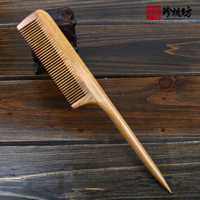 绿檀木梳子美发造型梳分发尖尾梳子打毛梳挑发防静电牛角梳子