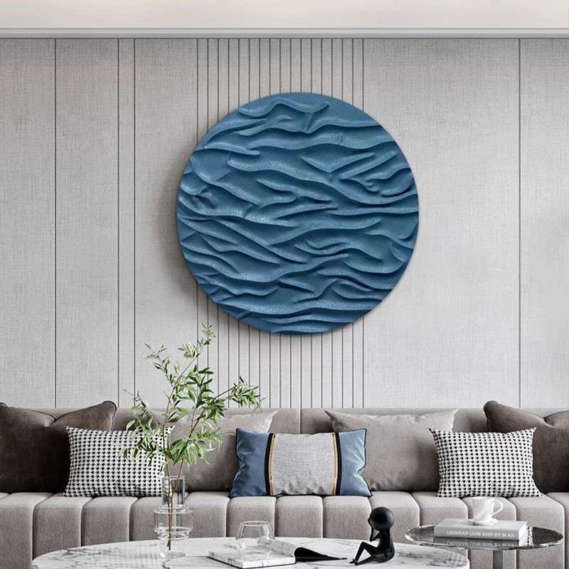 现代简约客厅装饰画圆形立体抽象餐厅壁饰高档大气入户玄关挂画