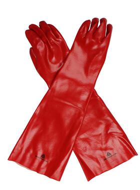 代尔塔201601 防化 PVC防生物加强硫化耐酸碱手套60厘米加长厚