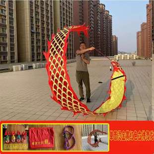舞龙道具广场健身双面烫金甩龙舞龙彩带中老年手飞腾初学者龙身布