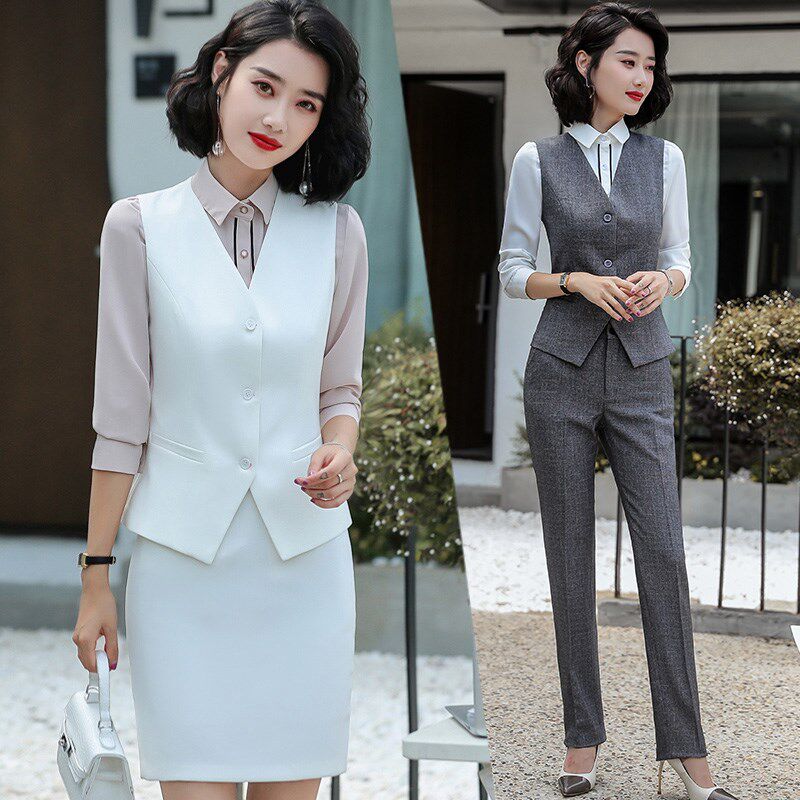 白色马甲背心套装女2023春秋马夹