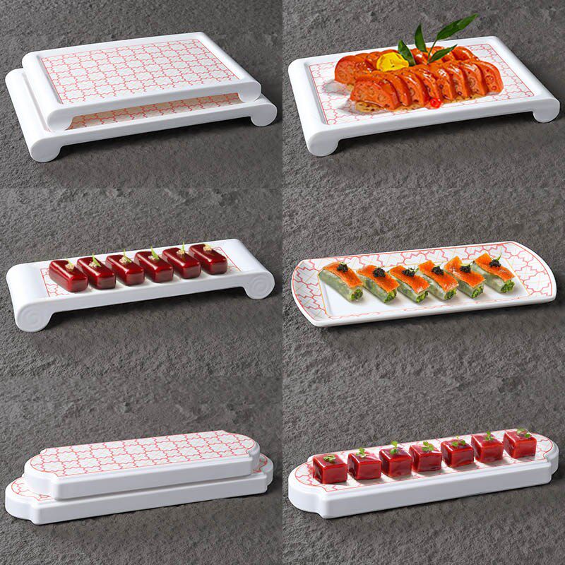 密胺中式仿瓷高档餐厅糕点菜品展示盘寿司专用长方盘酒店餐盘平盘