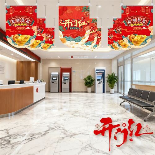 开门红银行厅堂装饰吊旗2026年马年职场布置氛围挂件保险公司店铺