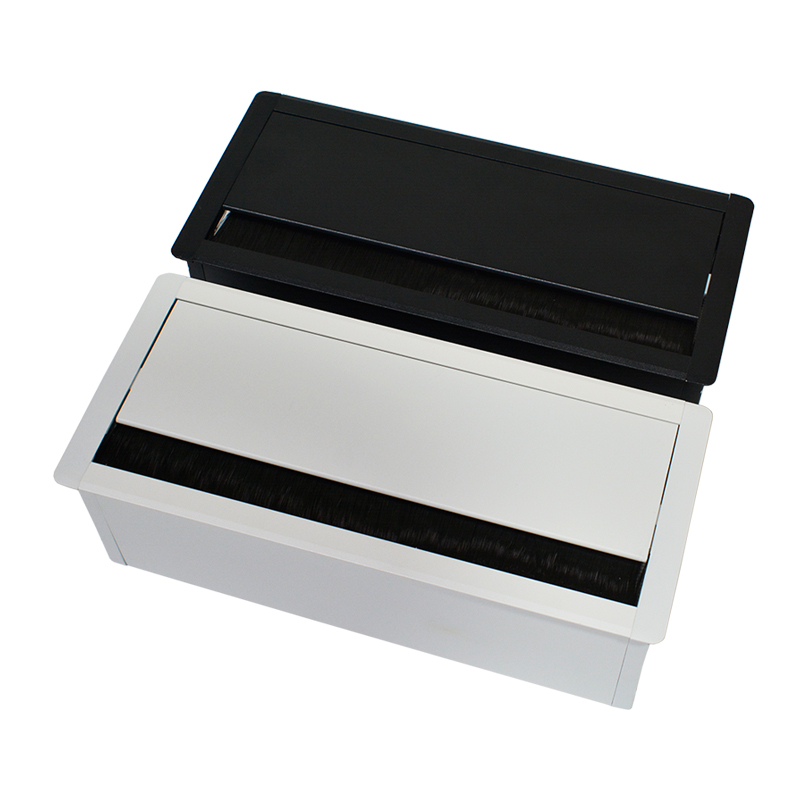 办公桌面带毛刷穿线孔盖电线走线缓冲过线盒盖板会议室插座穿线盒