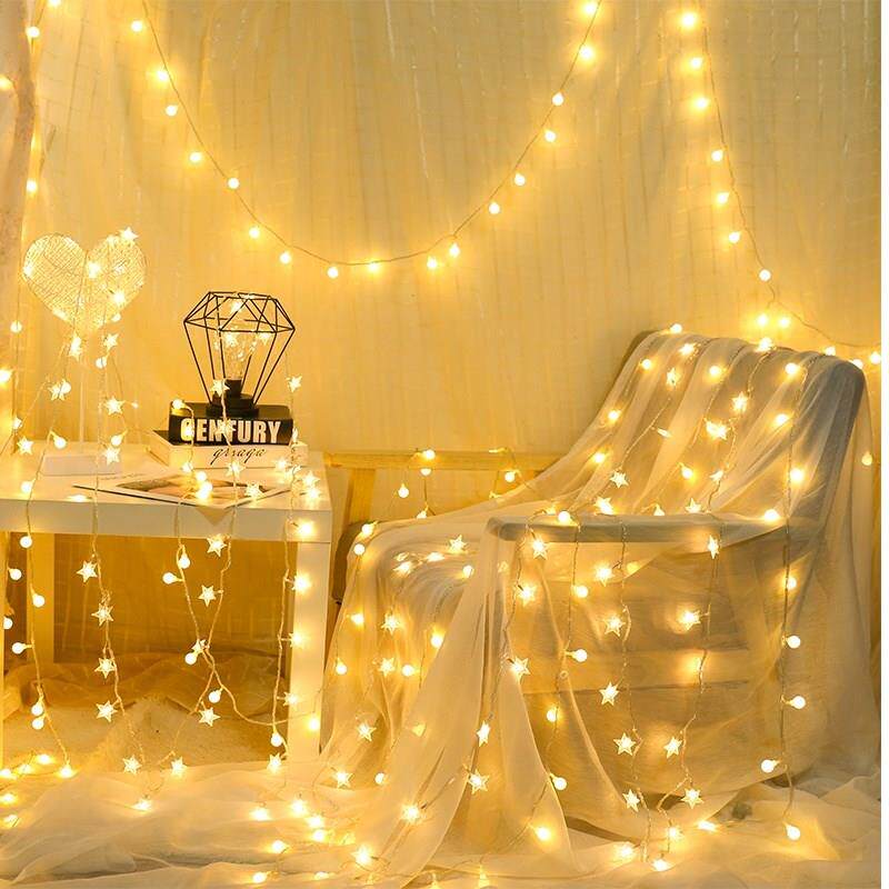 发光小灯串露营挂树上的彩灯不插电电池款led帐篷露营灯泡闪灯串