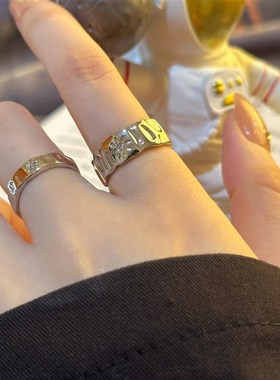 因缺斯汀不规则星芒金属开口戒指女小众设计简约指环情侣对戒气质