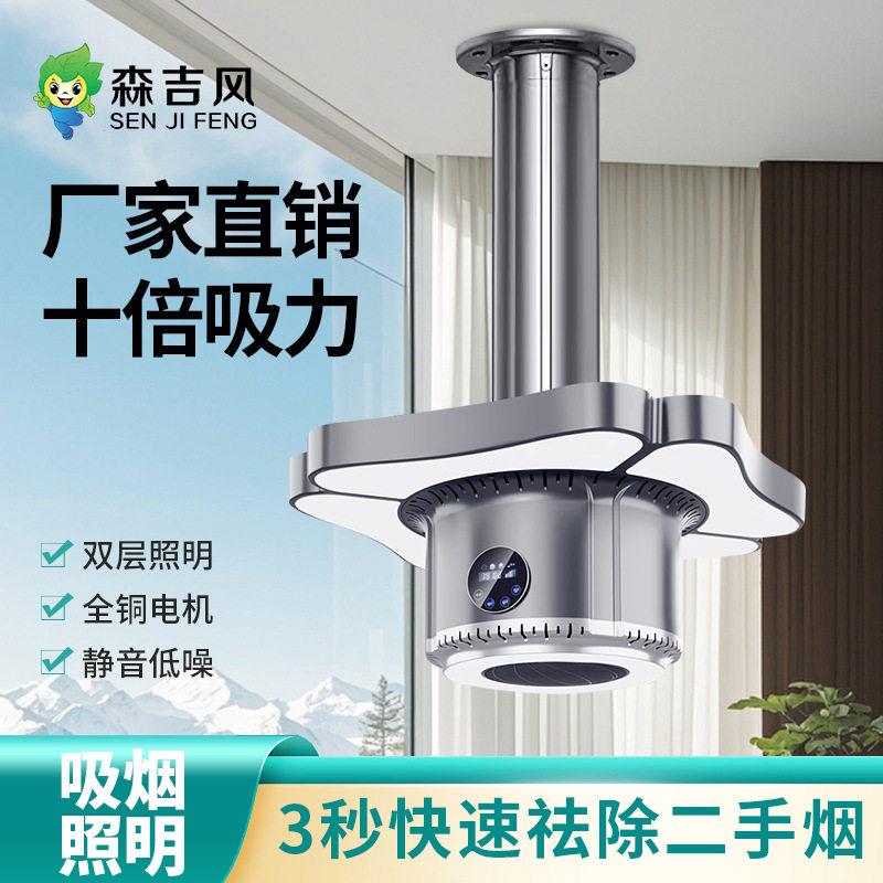 棋牌室双层吸烟灯空气净化器吸烟灯直排麻将室排烟神器棋牌排烟灯
