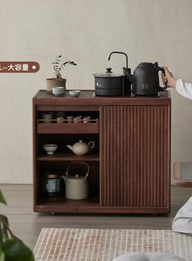 实木动茶水新中式办公室黑胡桃木茶边柜柜桌侧边茶柜tb-67955移客