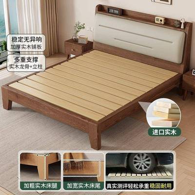 实木床现代简约YSA15米原木软双人床1..8m主卧大床1.包2米风单人